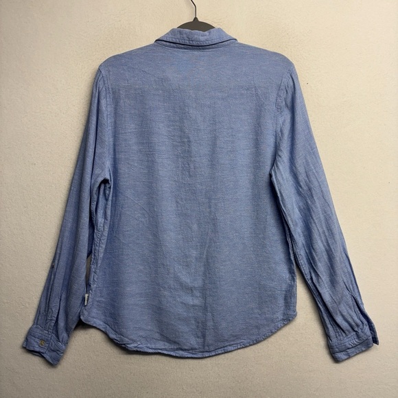 Orvis Blue Linen Blend Button Down Shirt S Women's Roll Sleeve Collared - Picture 3 of 5